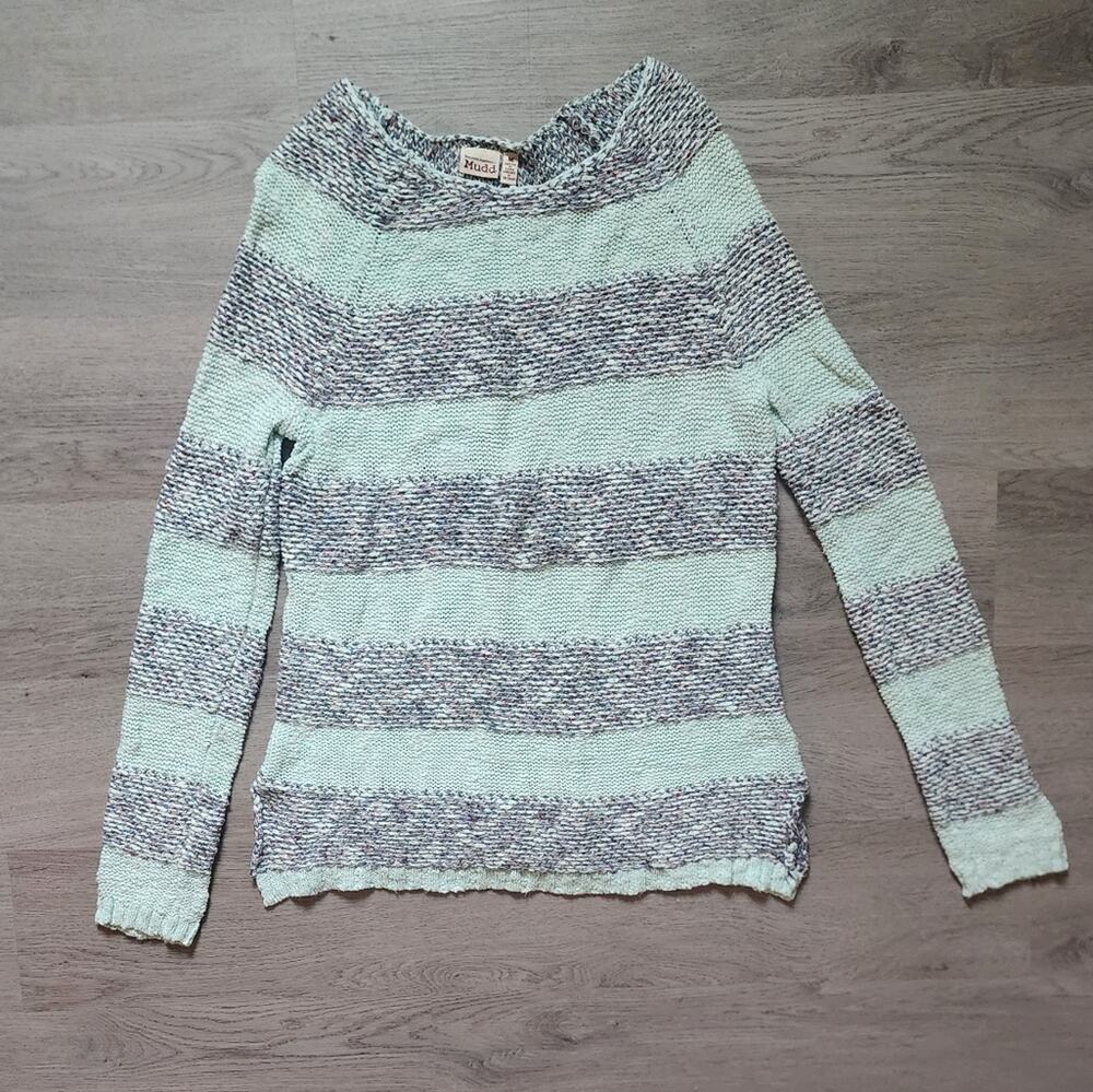 Mudd Junior's Long Sleeve Striped Boat Neck Pullover Casual Sweater Medium M
